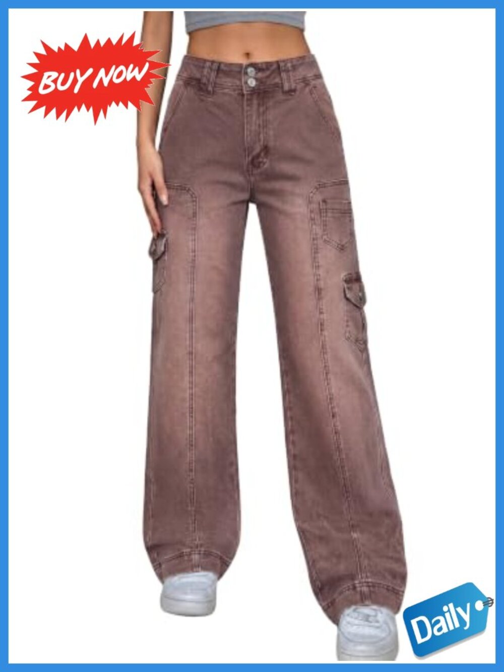 Women's Y2K Cargo Jeans Wide Leg Baggy Low-Stretch Denim Pants